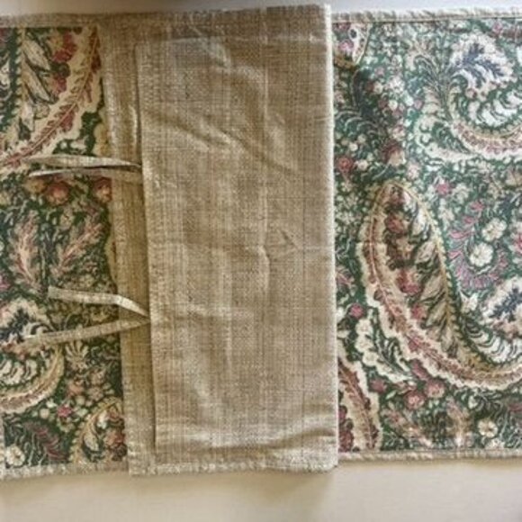 Vtg Ralph Lauren Allie Green Paisley Pillow Shams Pair Cottage Core - Picture 4 of 6